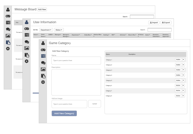 Admin CMS wireframes