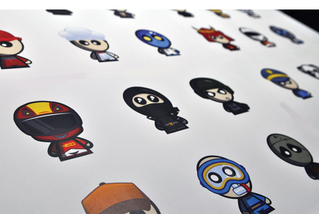 Sheet of chibi character stickers