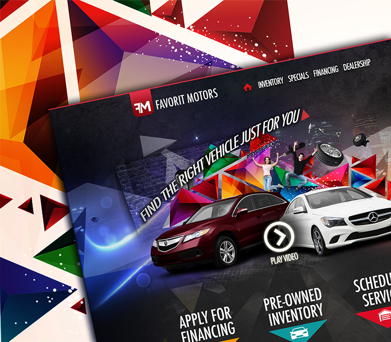 Homepage design for the Favorit Motors car dealership