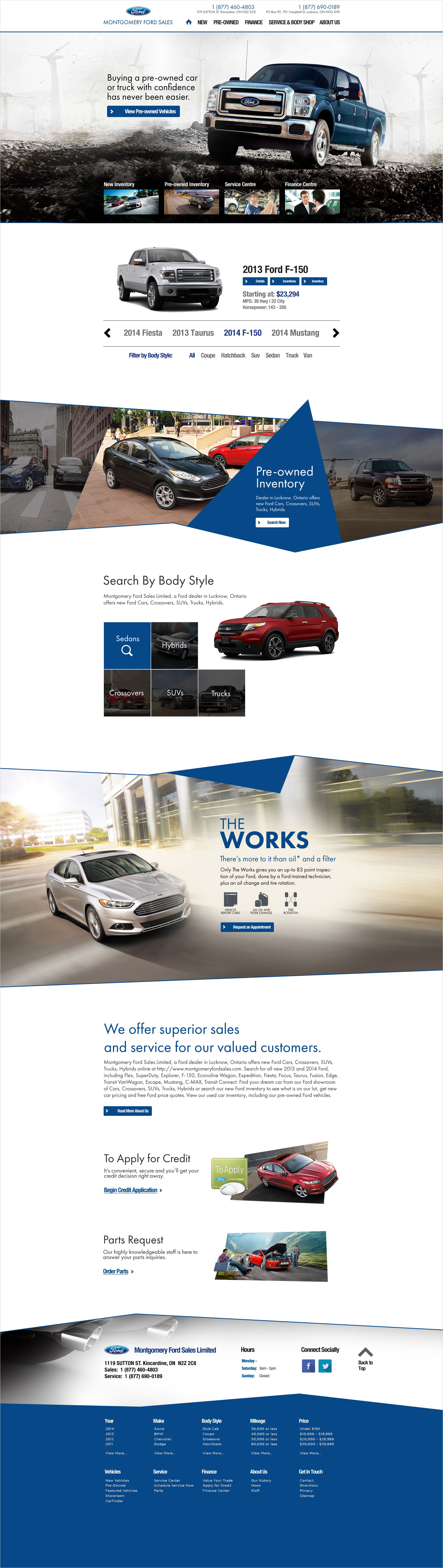 Full page website design for Montgomery Ford Sales